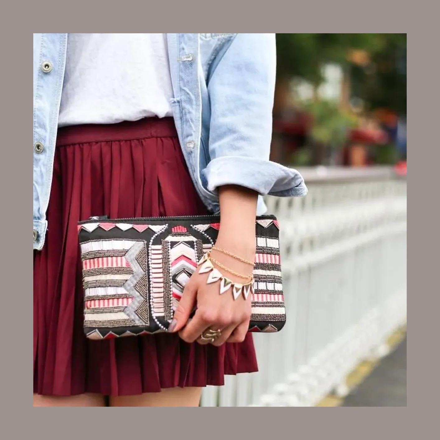 Falda plisada vino